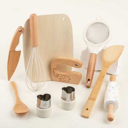 Kit Cuisine Montessori en Bambou - Ustensiles Sécurisés pour Apprendre à Cuisiner