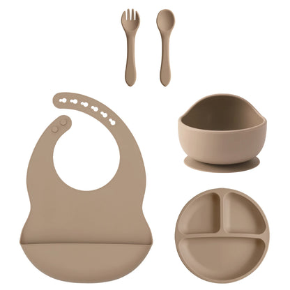 Coffret Repas Bébé Silicone 5 Pièces - Set Complet avec Ventouses Sans BPA