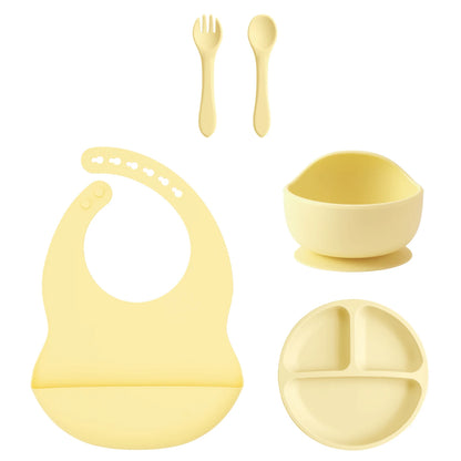Coffret Repas Bébé Silicone 5 Pièces - Set Complet avec Ventouses Sans BPA