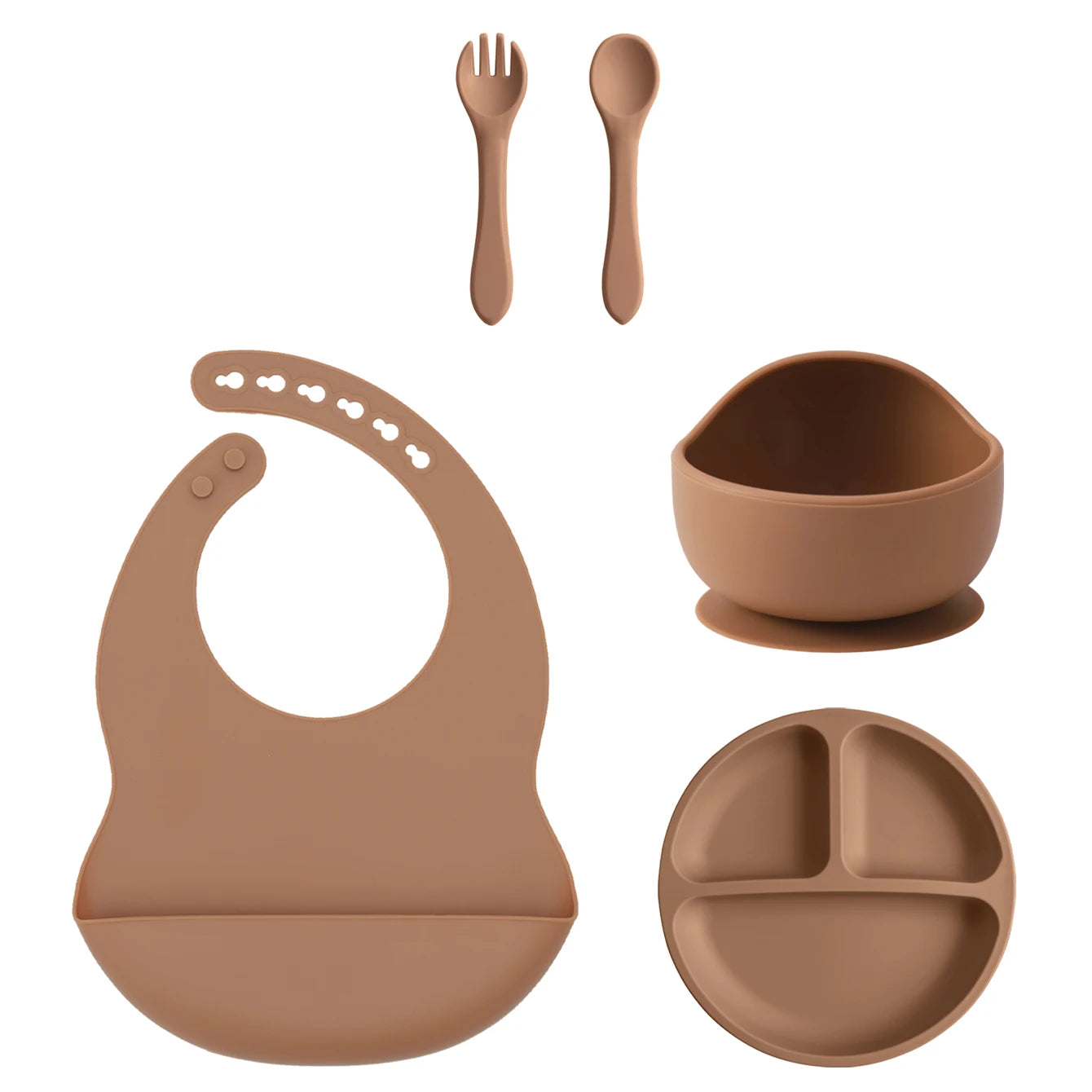 Coffret Repas Bébé Silicone 5 Pièces - Set Complet avec Ventouses Sans BPA