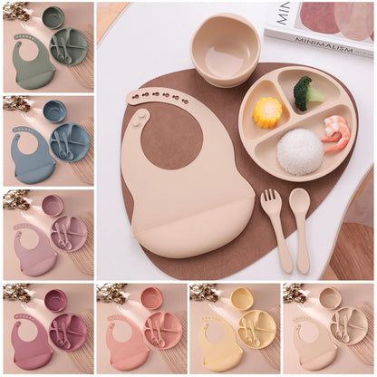 Coffret Repas Bébé Silicone 5 Pièces - Set Complet avec Ventouses Sans BPA