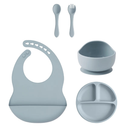 Coffret Repas Bébé Silicone 5 Pièces - Set Complet avec Ventouses Sans BPA