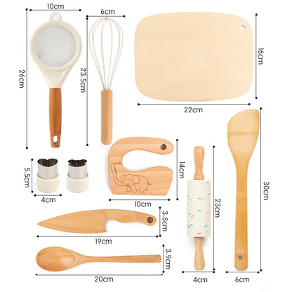 Kit Cuisine Montessori en Bambou - Ustensiles Sécurisés pour Apprendre à Cuisiner