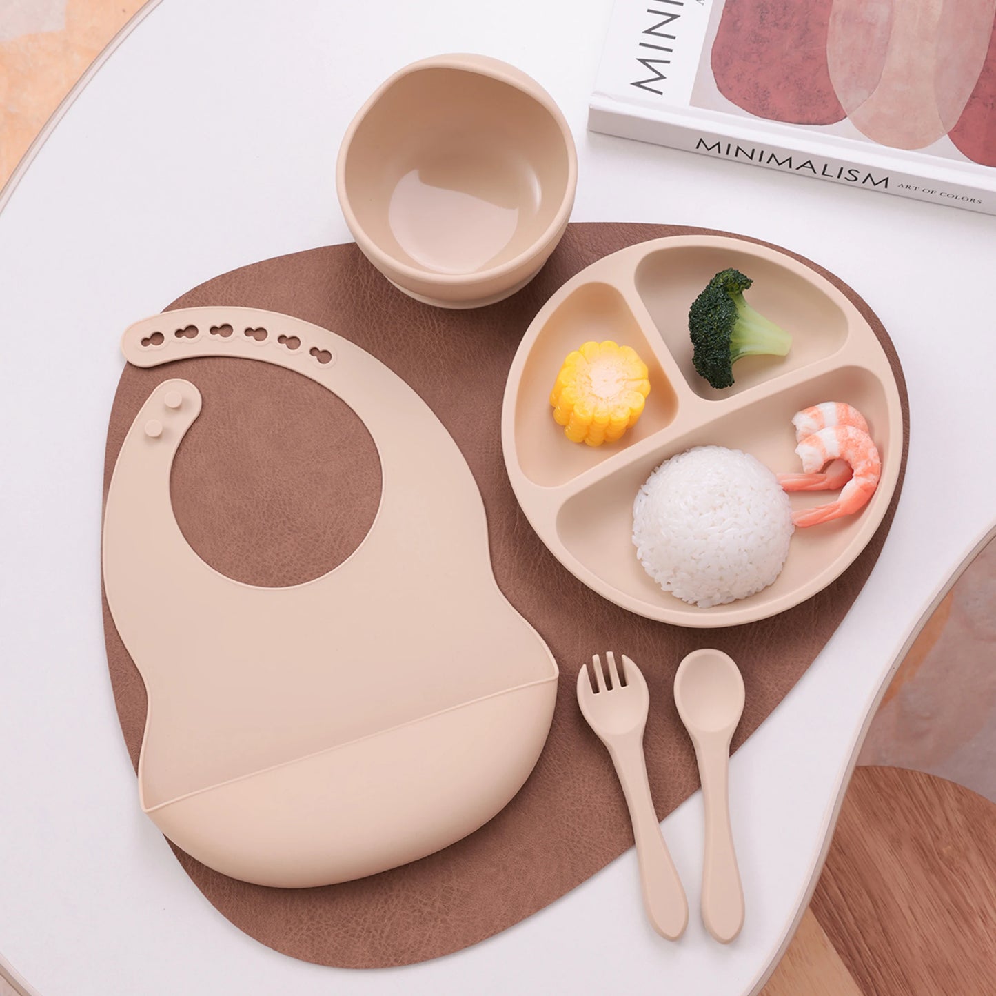 Coffret Repas Bébé Silicone 5 Pièces - Set Complet avec Ventouses Sans BPA