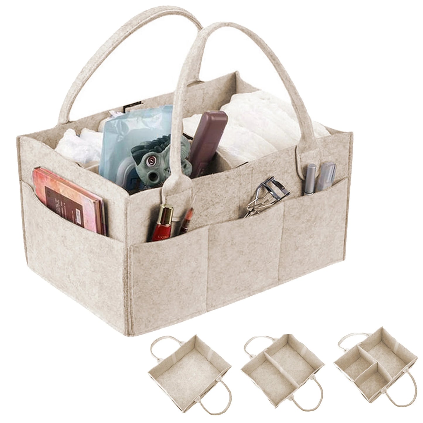 Organisateur Bébé en Feutre - Panier de Rangement avec Poignée pour Table à Langer
