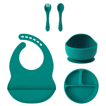 Coffret Repas Bébé Silicone 5 Pièces - Set Complet avec Ventouses Sans BPA