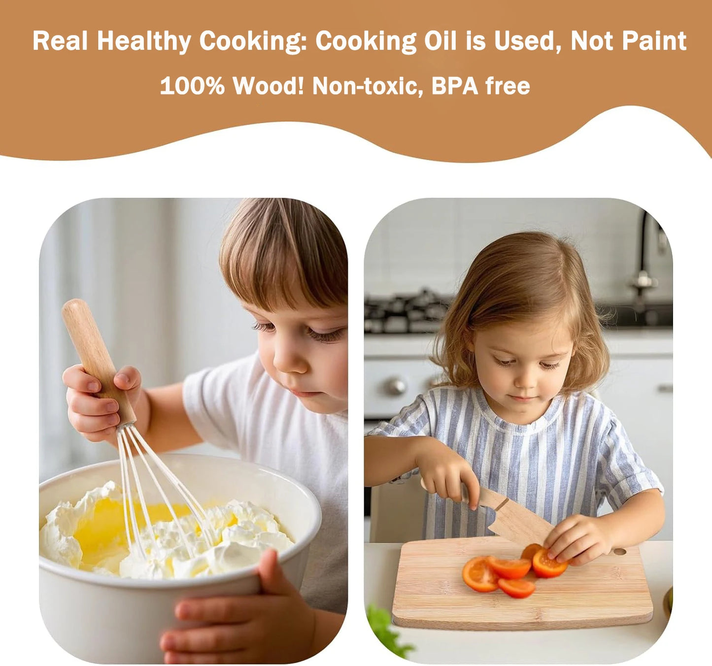 Kit Cuisine Montessori en Bambou - Ustensiles Sécurisés pour Apprendre à Cuisiner