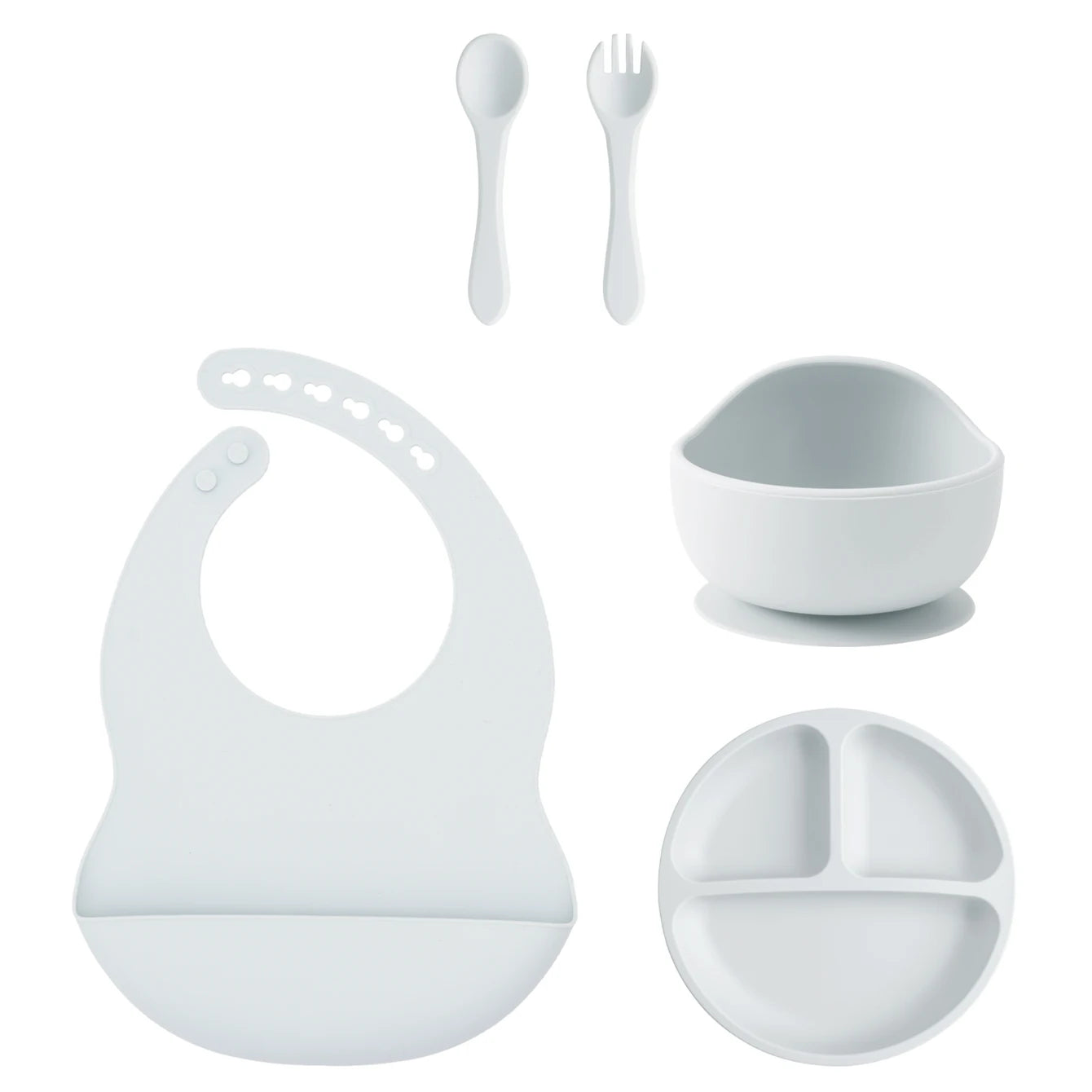 Coffret Repas Bébé Silicone 5 Pièces - Set Complet avec Ventouses Sans BPA