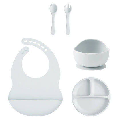 Coffret Repas Bébé Silicone 5 Pièces - Set Complet avec Ventouses Sans BPA