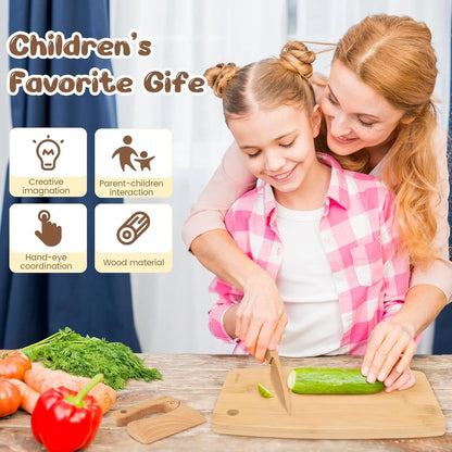 Kit Cuisine Montessori en Bambou - Ustensiles Sécurisés pour Apprendre à Cuisiner