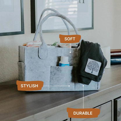 Organisateur Bébé en Feutre - Panier de Rangement avec Poignée pour Table à Langer