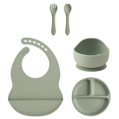 Coffret Repas Bébé Silicone 5 Pièces - Set Complet avec Ventouses Sans BPA