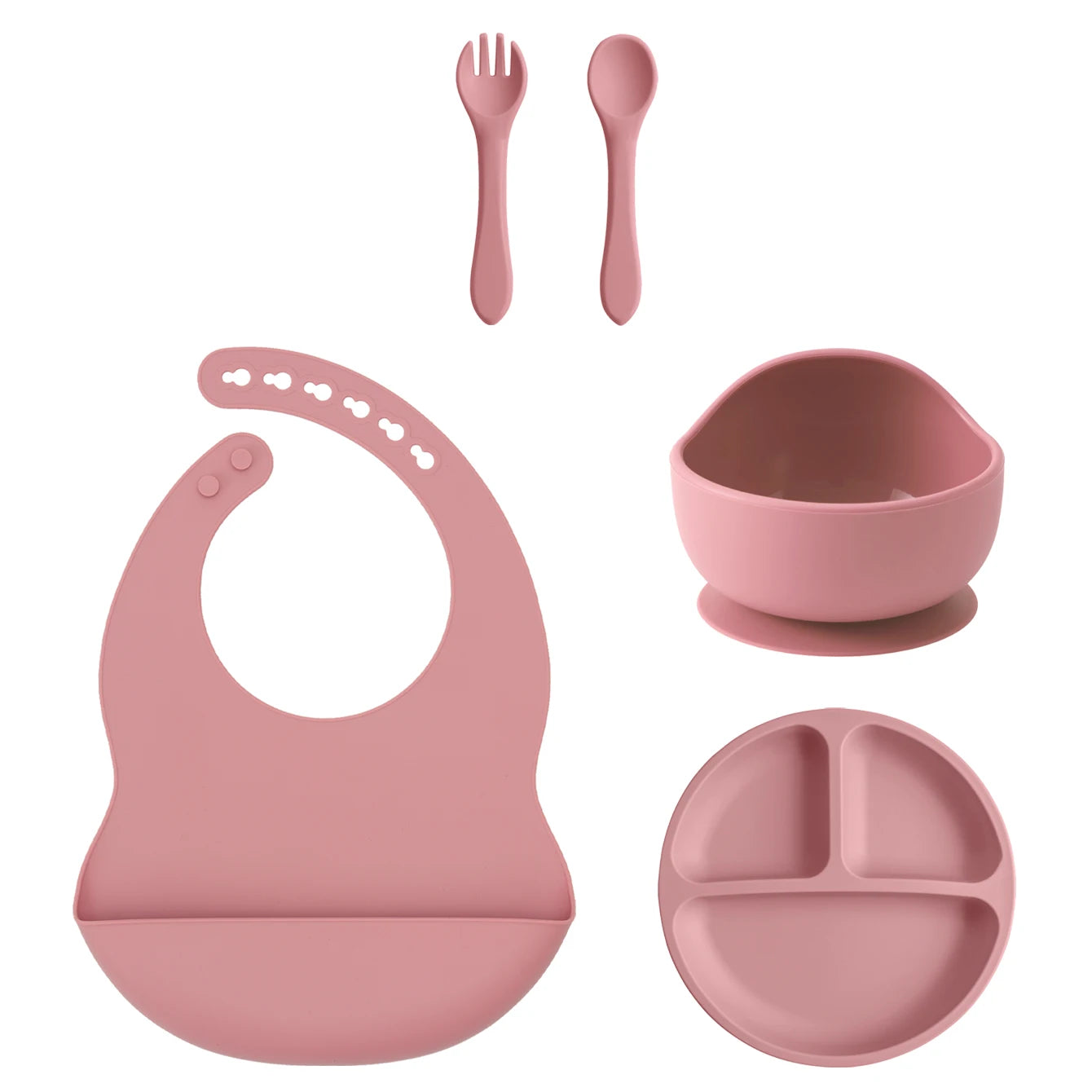 Coffret Repas Bébé Silicone 5 Pièces - Set Complet avec Ventouses Sans BPA