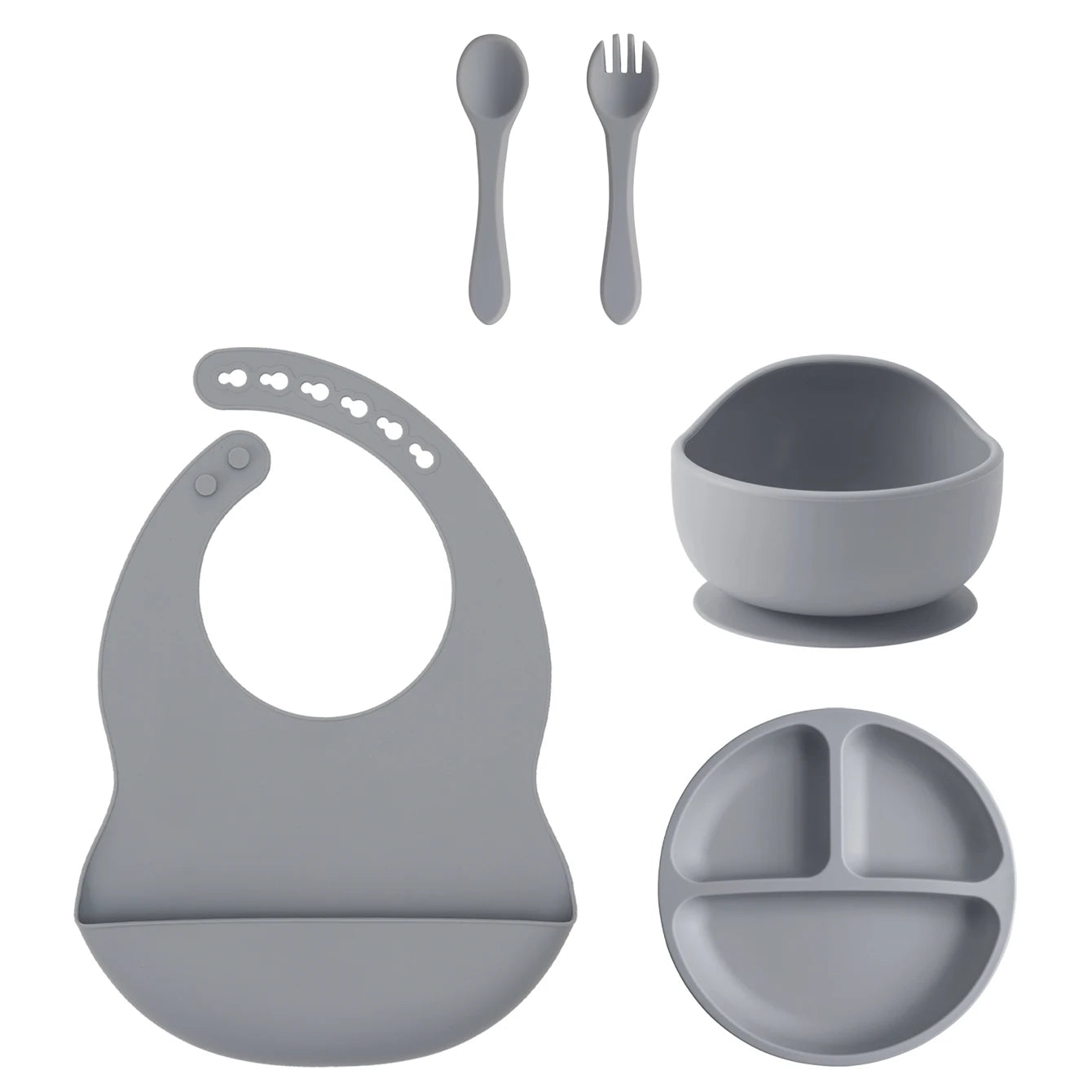 Coffret Repas Bébé Silicone 5 Pièces - Set Complet avec Ventouses Sans BPA