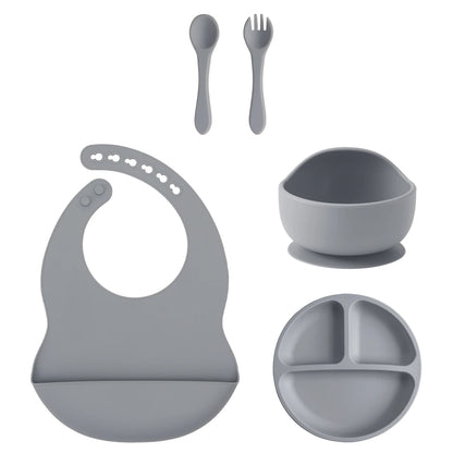 Coffret Repas Bébé Silicone 5 Pièces - Set Complet avec Ventouses Sans BPA