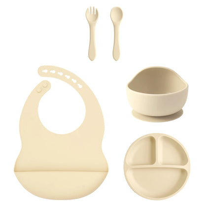 Coffret Repas Bébé Silicone 5 Pièces - Set Complet avec Ventouses Sans BPA