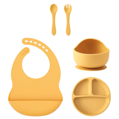 Coffret Repas Bébé Silicone 5 Pièces - Set Complet avec Ventouses Sans BPA