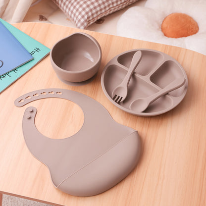 Coffret Repas Bébé Silicone 5 Pièces - Set Complet avec Ventouses Sans BPA